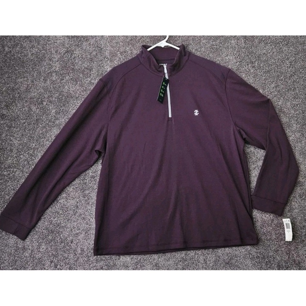 Mens IZOD 1/4 Zip Plum Golf Long-Sleeved Pullover. XL . NWT